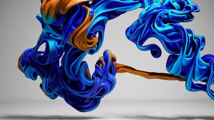 Aufkleber - Flowing blue and orange abstract swirls on gray background, vibrant art concept