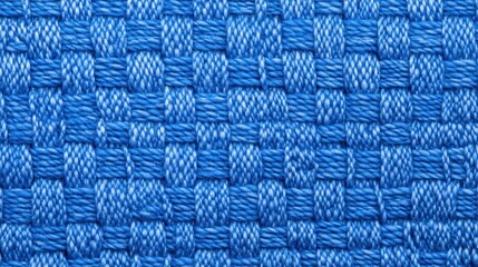 Poster - A close-up view of a textured blue woven fabric, showcasing intricate patterns and a rich interplay of shades, Denim Texture woven  seamless.