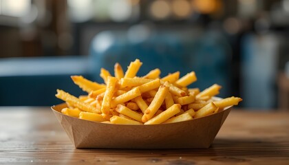 Aufkleber - french fries on a wooden table