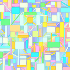 retro-futuristic abstract background with squares and lines. pastel color . playful pattern . three dimensional 