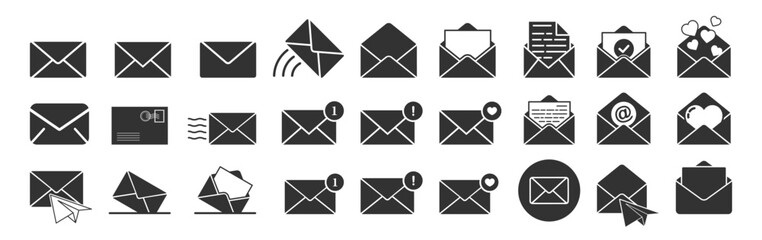 Wall Mural - mail icon set. email icon vector set isolated on transparent. envelope icon, mail icon vector for we