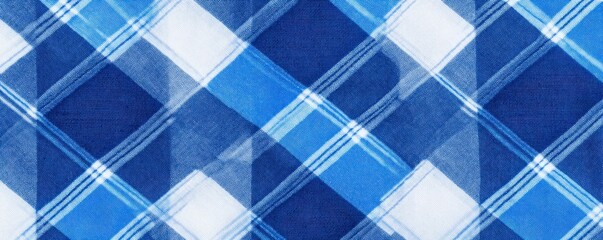Poster - A close-up of a blue and white plaid fabric pattern, showcasing intersecting lines and a textured appearance, Denim Texture woven  seamless.