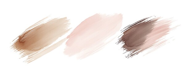 Wall Mural - Set of abstract watercolor shapes in blush pink, beige, and neutral tones with dots, circles, geometric figures, and lines on a white background