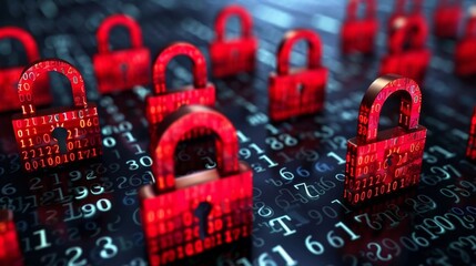 Poster - Digital locks symbolizing data protection against malware breaches and cyber threats