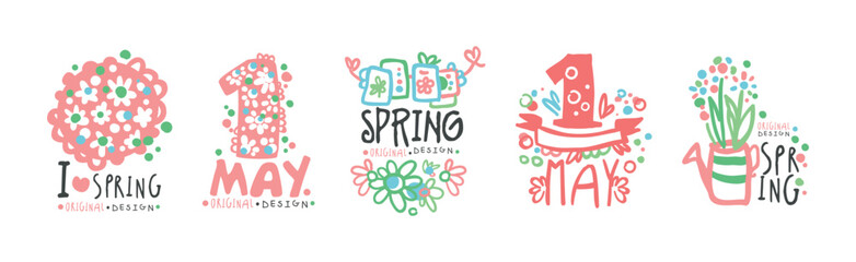Poster - Spring and May Floral Label Original Design Vector Set