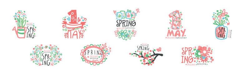 Poster - Spring and May Floral Label Original Design Vector Set