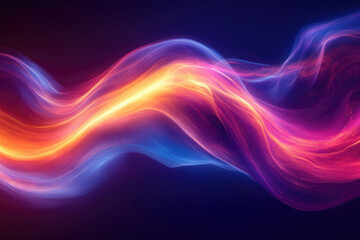 Poster - Abstract flowing waves of vibrant colors, a mesmerizing blend of blue, orange, and pink hues.