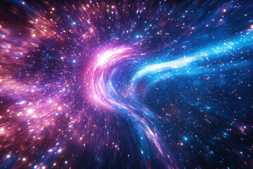 Poster - A vibrant cosmic swirl, a mesmerizing journey through a nebula's heart, showcasing dazzling light trails and stellar dust.
