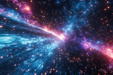 Aufkleber - Hyperspace jump through vibrant nebulae, cosmic speed and stardust trails.