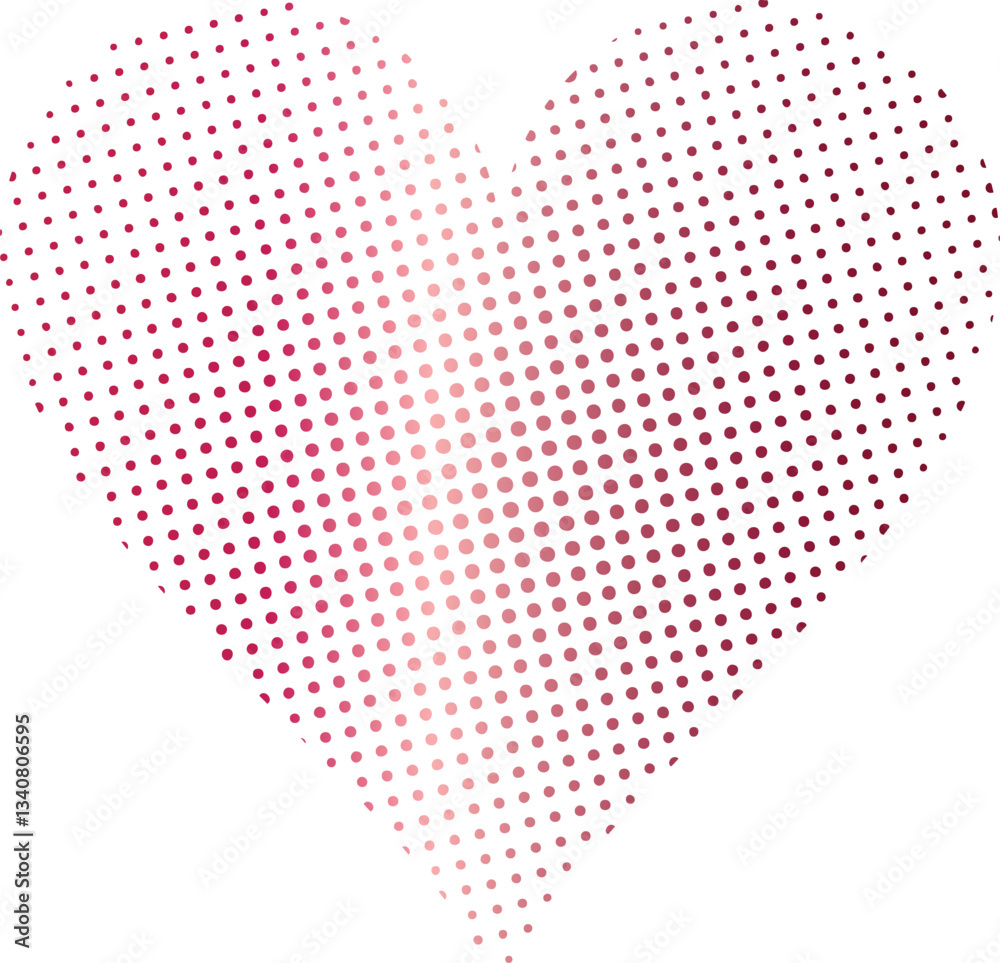 vector color halftone red gradient heart shape silhouette isolated on ...