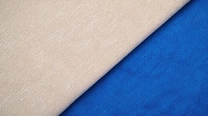 Poster - A close-up view of two fabric patterns: one textured beige and one smooth blue, showcasing their unique weaves and colors, Denim Texture woven seamless.
