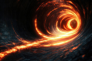 Poster - A fiery vortex spirals into a dark abyss, glowing with intense heat and energy.
