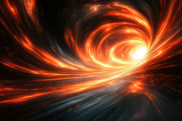 Poster - Fiery vortex, swirling energy, cosmic tunnel, bright light at the end.