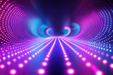 Poster - Abstract neon tunnel with vibrant pink and blue lights creating a futuristic, dynamic pathway.