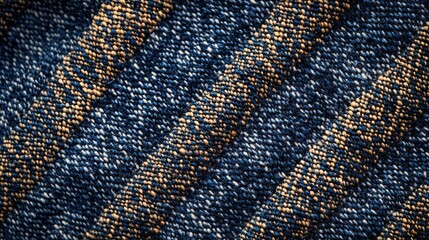 Poster - A close-up view of textured denim fabric showcasing distinct diagonal lines and variations in color and weave, Denim Texture woven seamless.