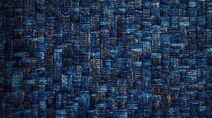 Poster - A textured blue woven fabric showcasing intricate patterns and depth, creating a visually appealing surface, Denim Texture woven seamless.