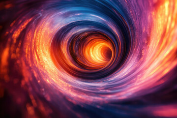 Poster - A swirling vortex of vibrant colors, resembling a cosmic tunnel or fiery nebula, evokes feelings of wonder and mystery.