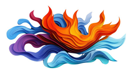 Poster - Colorful abstract paper cut waves flowing with transparent background