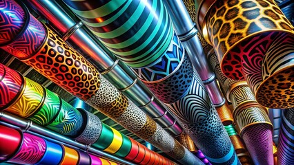 Poster - Vibrant Animal Print Psychedelic Ductwork Abstract Pattern Stock Photo