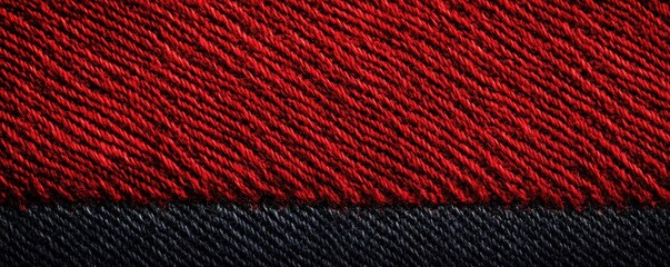 Poster - A close-up of textured red and black fabric, showcasing intricate weave patterns and rich colors, Denim Texture woven seamless.