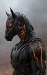 © ABC IMAGE - A biomechanical centaur standing in a futuristic battlefield, preparing for battle