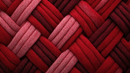 Poster - A close-up image of intertwined red and pink threads, showcasing a textured, woven pattern that creates visual depth and interest, Denim Texture woven seamless.