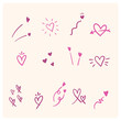 © Pukskup - Heart line art set, hand drawn love symbols, isolated vector clip art set