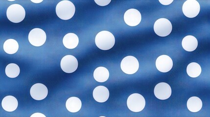 Poster - A close-up pattern of white polka dots on a textured blue fabric background, creating a playful and vibrant design, Denim Texture woven seamless.