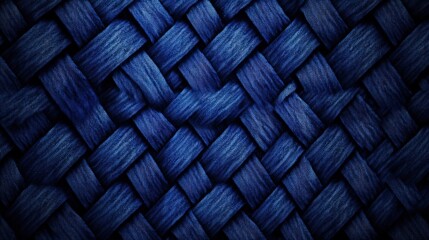 Poster - A close-up view of a textured, woven surface in deep blue tones, showcasing intricate patterns and a rich fabric-like appearance, Denim Texture woven seamless.
