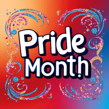 Happy Pride Month colorful background design with text 