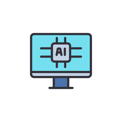 Poster - Artificial intelligence colored icons, minimalist vector illustration ,simple transparent graphic element .Isolated on white background