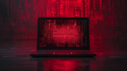 Poster - Malware breach simulation on a laptop depicting a compromised data security environment