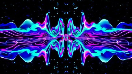 Aufkleber - Vibrant blue and pink abstract waves on black background, digital art concept