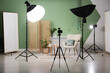 © New Africa - Professional photo studio equipment prepared for shooting living room interior