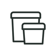 Aufkleber - flower pots line icon, plastic pots vector symbol with editable stroke