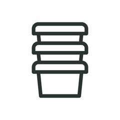Aufkleber - plastic plant pots stack line icon, nursery pots vector symbol with editable stroke