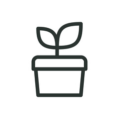 Aufkleber - young plant in a pot line icon, houseplant vector symbol with editable stroke