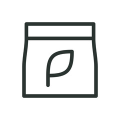 Aufkleber - potassium magnesium sulphate fertilizer line icon, fertilizer packaging vector symbol with editable 