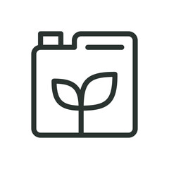 Aufkleber - canister with sprout line icon, can with plant leaves vector symbol with editable stroke