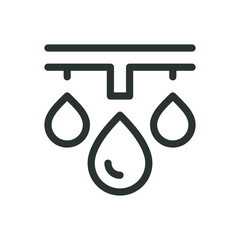 Poster - Drip irrigation line icon, watering system with drops vector symbol with editable stroke