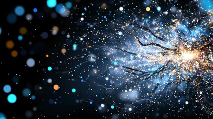 Poster - Abstract Glowing Particle Burst Background