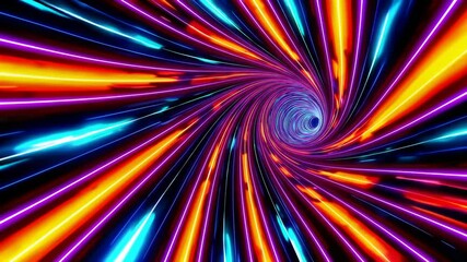 Poster - Colorful light vortex swirl with neon streaks, abstract digital art concept