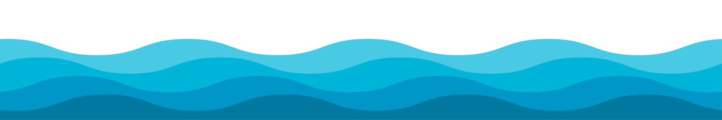 Poster - Seamless sea or ocean waves pattern. Abstract water wave background. Blue wavy vector texture.