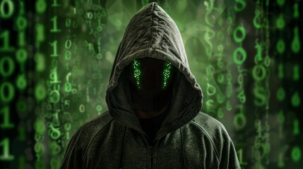 Poster - Intruder in the digital realm represents AI-driven malware threat against data security