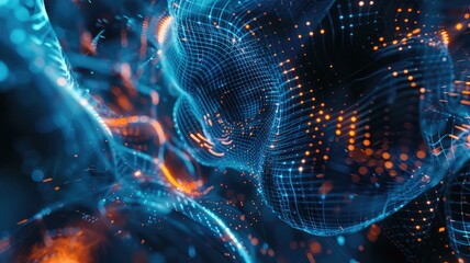 Poster - Explore an abstract futuristic scene showcasing glowing patterns and vibrant colors. Ideal for technology and digital design themes, this image evokes a sense of innovation and energy.