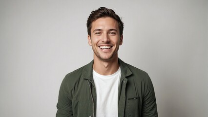 miling young caucasian professional man on a solid background, suitable for business, profile pictur