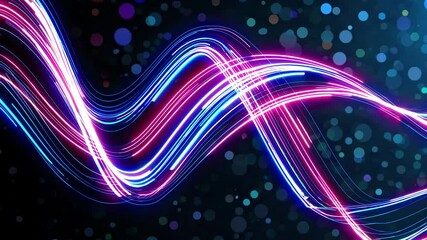 Poster - Glowing neon light trails with bokeh background, futuristic energy concept