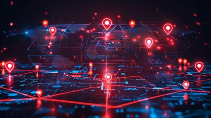 Poster - Visual representation of digital data breaches and cybersecurity protection through AI technology