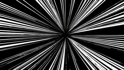 Poster - Abstract black and white radial lines creating dynamic perspective, speed concept