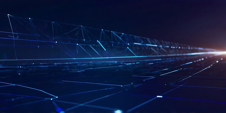 Technology banner with glowing perspective lines